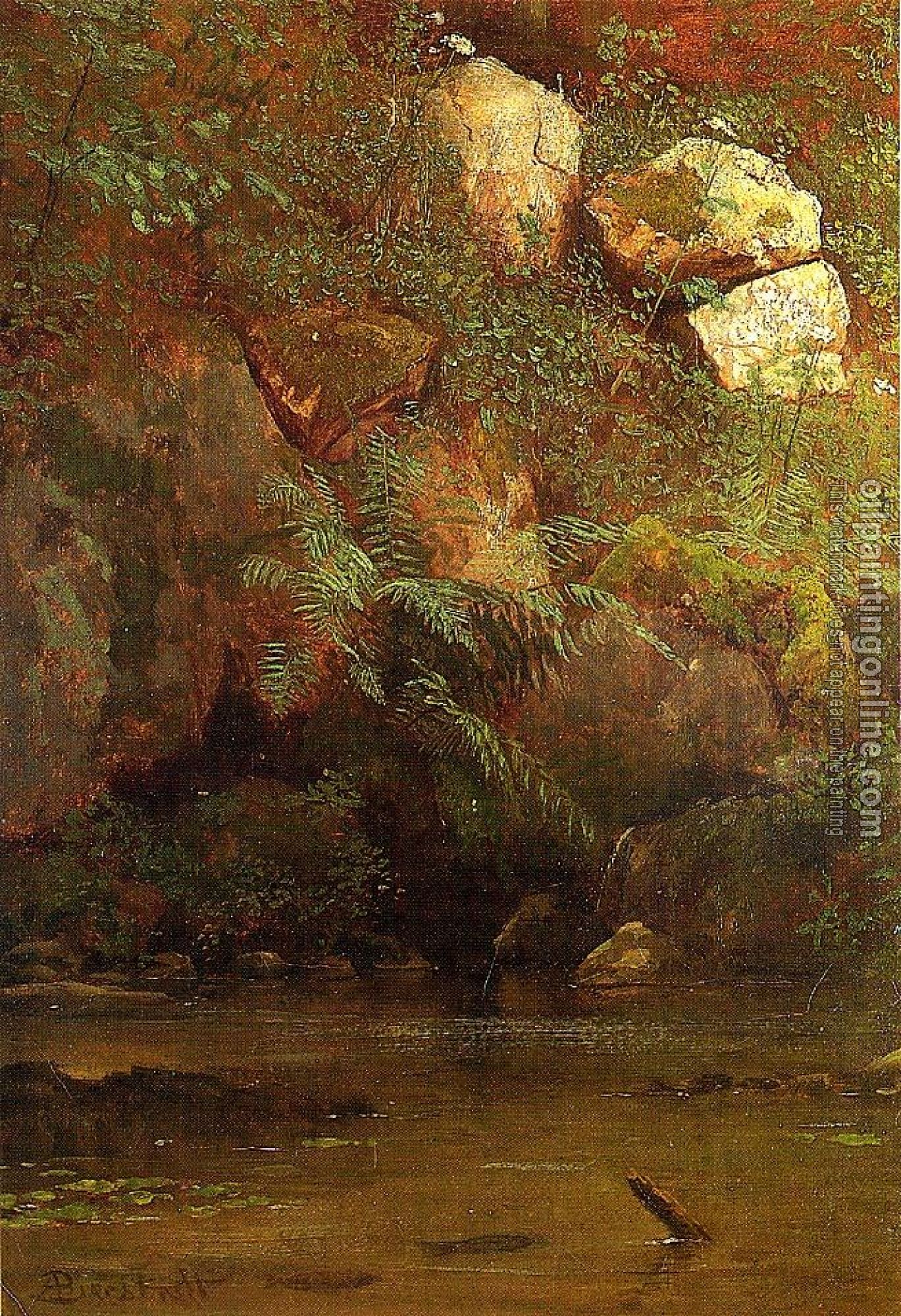 Bierstadt, Albert - Ferns and Rocks on an Embankment